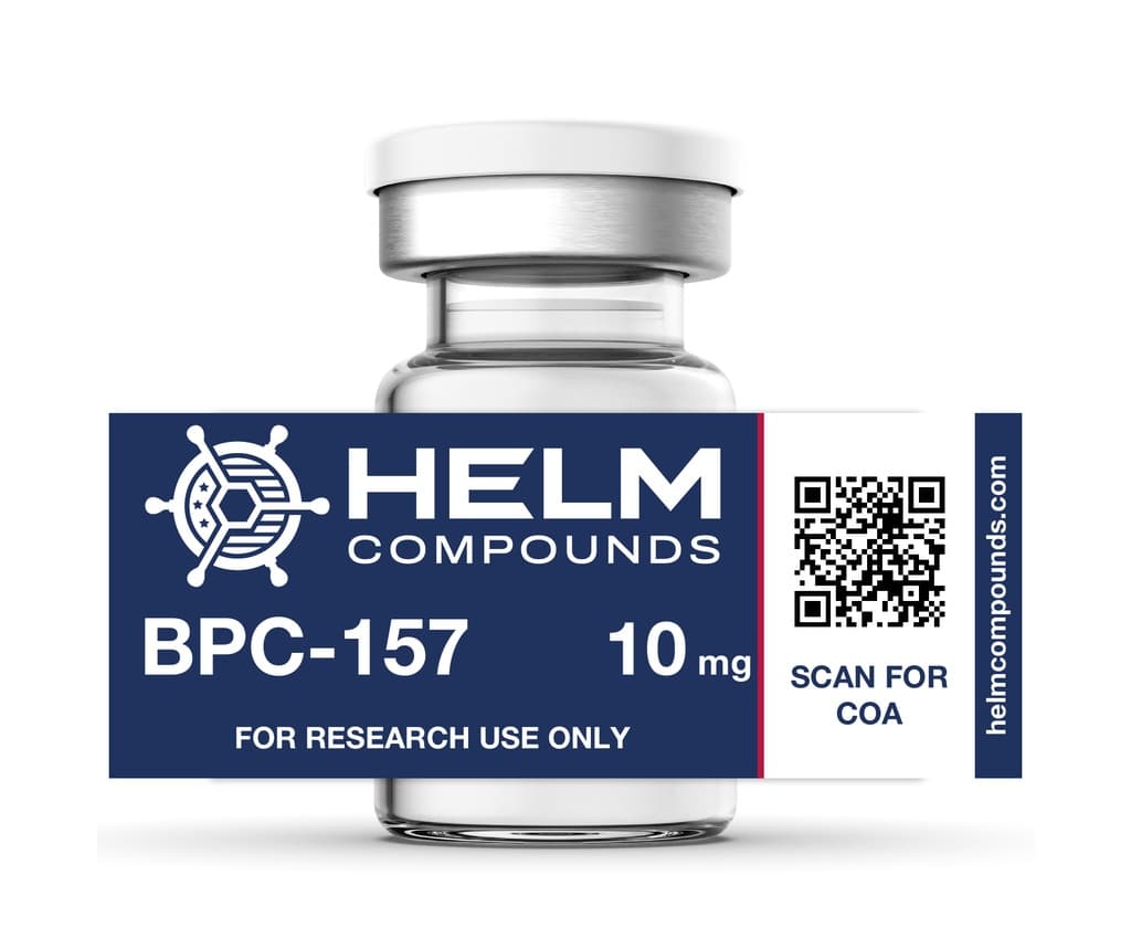 BPC-157 10mg research peptide vial, White lyophilized powder