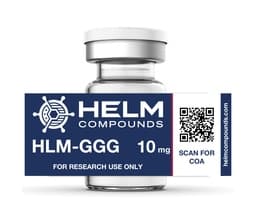 HLM-GGG 10mg research peptide vial, White lyophilized powder
